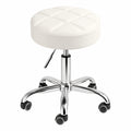 Höhenverstellbarer Drehhocker von Leader Accessories – Moderner Rollhocker für Studio und Arbeit in Weiß, Sitz Ø 35 cm