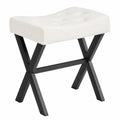 IBUYKE U-förmiger Schminkhocker, quadratischer PU-Hocker mit X-Beinen, vielseitiger Hocker für Schlaf- und Wohnzimmer, in Weiß