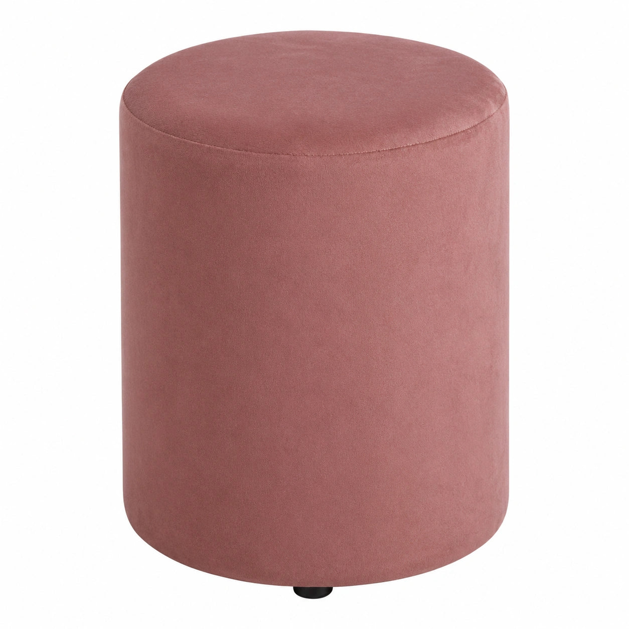 Runder Samt-Pouf - Rosa Hocker 28x36 cm - Ideal als Fußhocker oder Beistellsessel - Perfekt für Schlafzimmer und Schminktisch