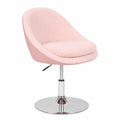 WOLTU Rosa Schminkhocker, höhenverstellbar und drehbar, mit Rückenlehne, Teddy-Fleece für Schlafzimmer und Esszimmer