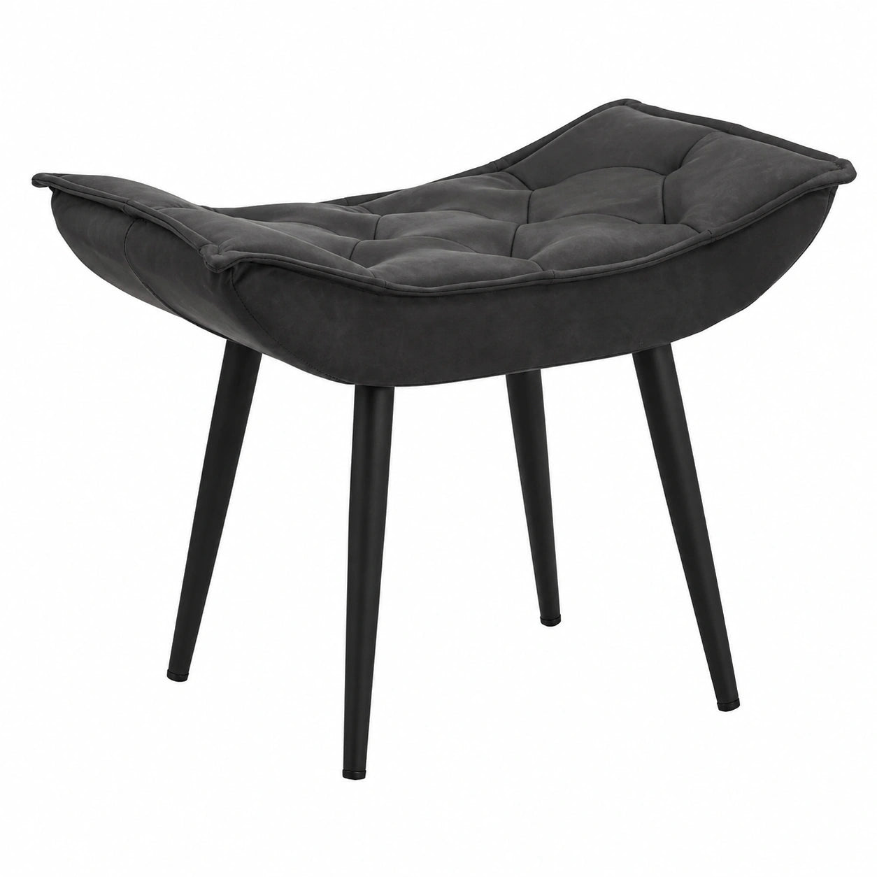 Eleganter MCombo Polsterhocker mit Metallbeinen, Quadratisch 40x69 cm, Kunstleder Dunkelgrau