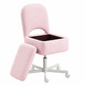 Rolanstar Moderner Schminktischstuhl mit Stauraum, Höhenverstellbar und Drehbar, Ergonomisch Klappbare Rückenlehne, Ideal für Schlafzimmer und Büro, Farbe Rosa, Größe L