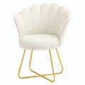 Hawthyhome Esszimmerstuhl Samt mit Blattmotiv, Metallbeine Gold, Belastbar bis 150 KG, Beige