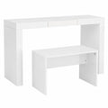 Eleganter Schminkhocker für Schlafzimmer, Hochglanz Weiß, 70x35x45 cm