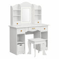 Kinderschminktisch Set mit LED, Prinzessin Frisiertisch, 5 Schubladen & Hocker, für Kinder 3-8 Jahre