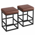 2er-Set Barhocker mit Fußstütze, 61 cm, Weicher PU-Lederbezug, Robuste Metallkonstruktion für Küche und Bar, Dunkelbraun