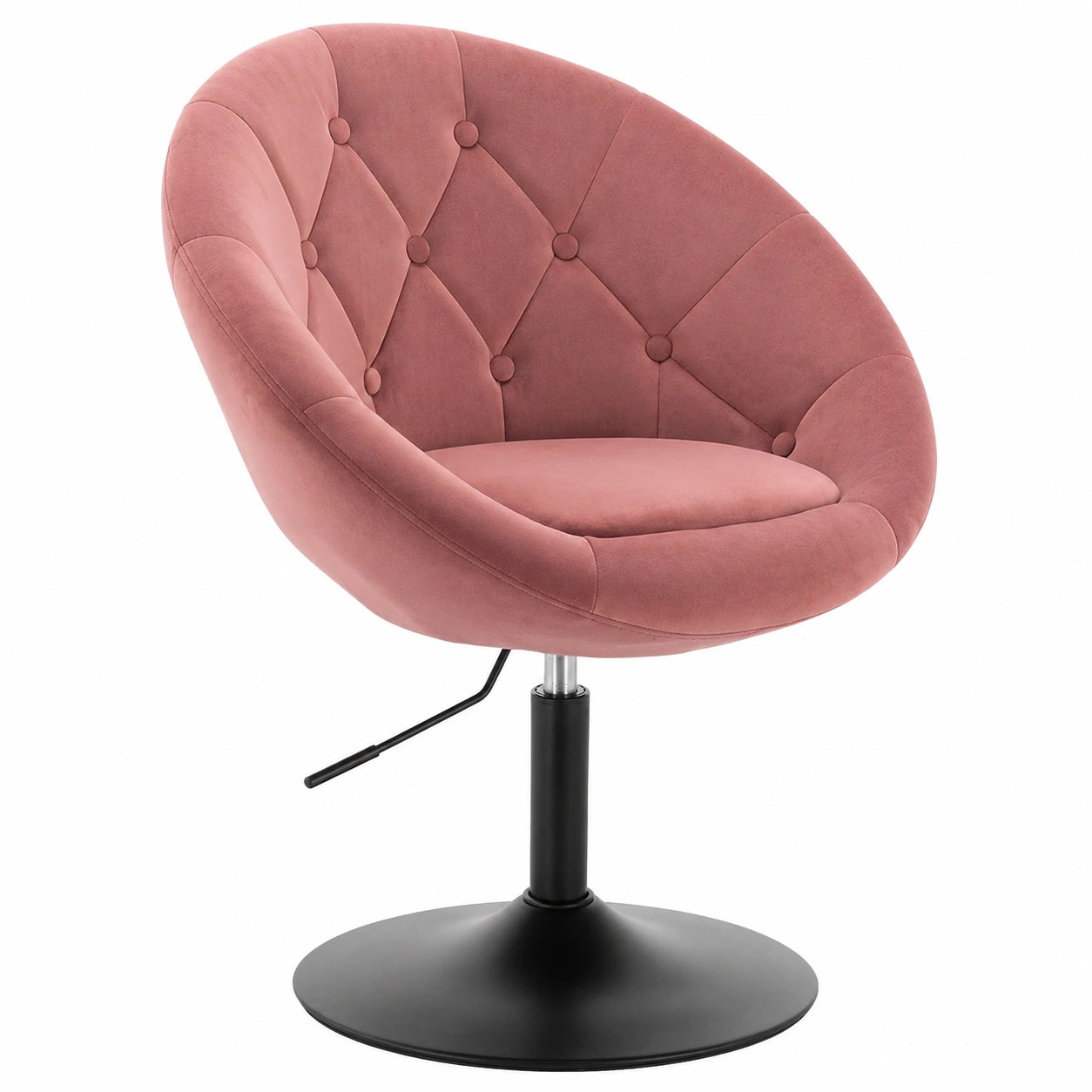 WOLTU Schminkstuhl, drehbar und höhenverstellbar mit Armlehnen, Sessel für Schlafzimmer und Wohnzimmer, Samt, Rosa