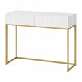 Moderner Schminktisch mit Schubladen und Goldbeinen - 110 cm, Weiß