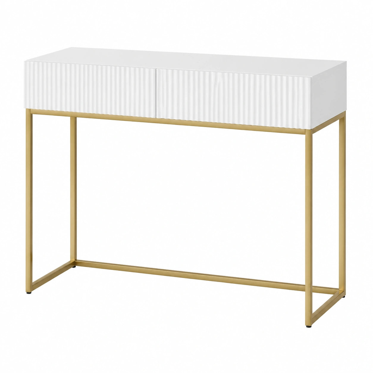 Moderner Schminktisch mit Schubladen und Goldbeinen - 110 cm, Weiß