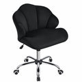 Ergonomischer Samt-Drehstuhl, höhenverstellbar, bis 136 kg, Schwarz