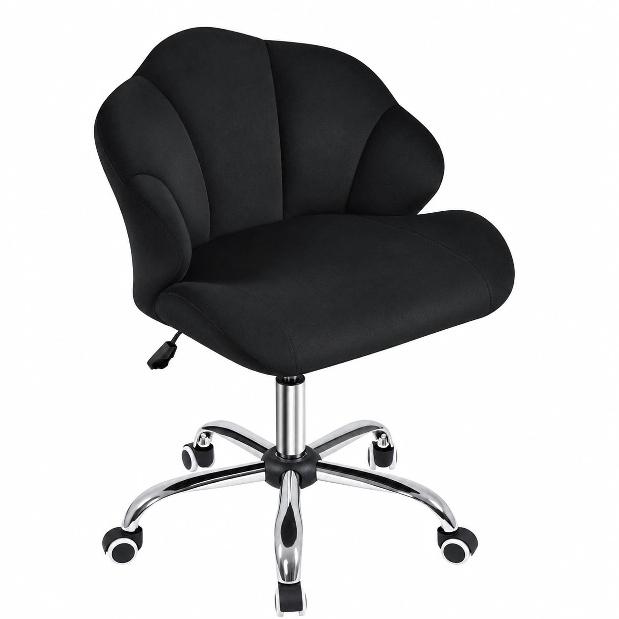 Ergonomischer Samt-Drehstuhl, höhenverstellbar, bis 136 kg, Schwarz