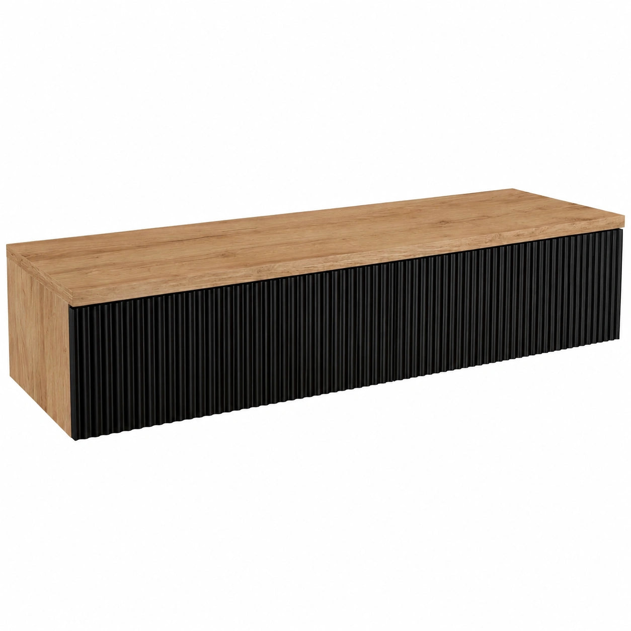 Planetmöbel Elegance Wandkonsole mit Schubladen, moderner Konsolentisch für Flur und Ankleidezimmer, Gold Eiche/Schwarz, 100 x 16 x 35 cm