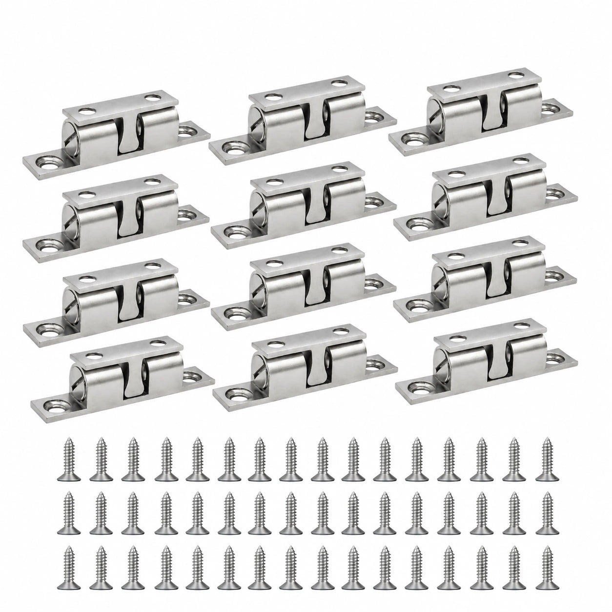 Edelstahl Doppelkugelschnäpper Set – 12er Pack, 50mm – Ideal für Schränke & Türen