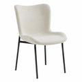 6er Set Esszimmerstühle, Polsterstuhl für Esstisch und Wohnzimmer, Schminktischstuhl in Webstoff Off White/Schwarz