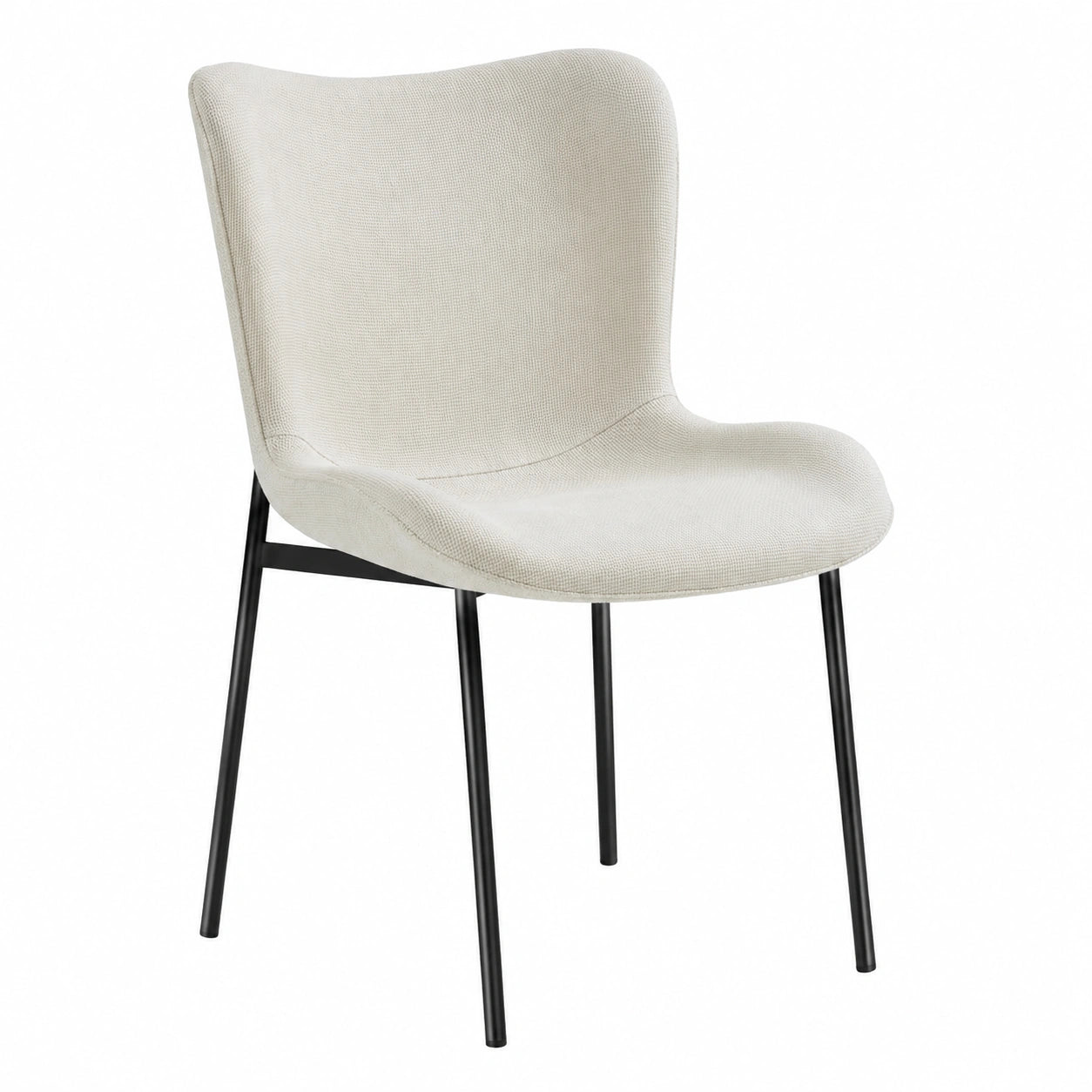 6er Set Esszimmerstühle, Polsterstuhl für Esstisch und Wohnzimmer, Schminktischstuhl in Webstoff Off White/Schwarz