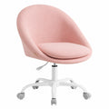 SONGMICS Ergonomischer Bürostuhl, Baumwoll-Leinen-Mix, Höhenverstellbar, Schaumstoffgepolstert, für Arbeitszimmer und Schlafzimmer, Pastellrosa