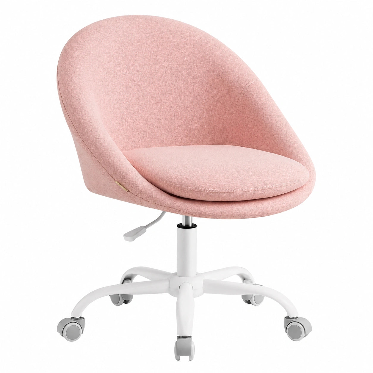 SONGMICS Ergonomischer Bürostuhl, Baumwoll-Leinen-Mix, Höhenverstellbar, Schaumstoffgepolstert, für Arbeitszimmer und Schlafzimmer, Pastellrosa