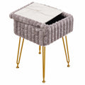 IBUYKE Schminkhocker mit Stauraum, grauer Sitzhocker mit Anti-Rutsch-Füßen, ideal für Schlafzimmer und Ankleidezimmer
