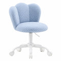 Ergonomischer Bürostuhl für Homeoffice, schwenkbarer Schreibtischstuhl aus Sherpa, höhenverstellbar mit verstärktem Kissen bis 150 kg, ideal für Arbeitszimmer und Schlafzimmer, Blau