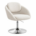 Ya-Home 360° Drehbarer Loungesessel, Höhenverstellbarer Schminkstuhl aus Chenille für Schlafzimmer und Büro, Beige