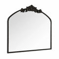 G-LEAF Antiker Barock-Wandspiegel in Schwarz - 101x76 cm, Mit Krone, Stabiler Metallrahmen, Dekoration für Schlafzimmer, Schminktisch & Flur