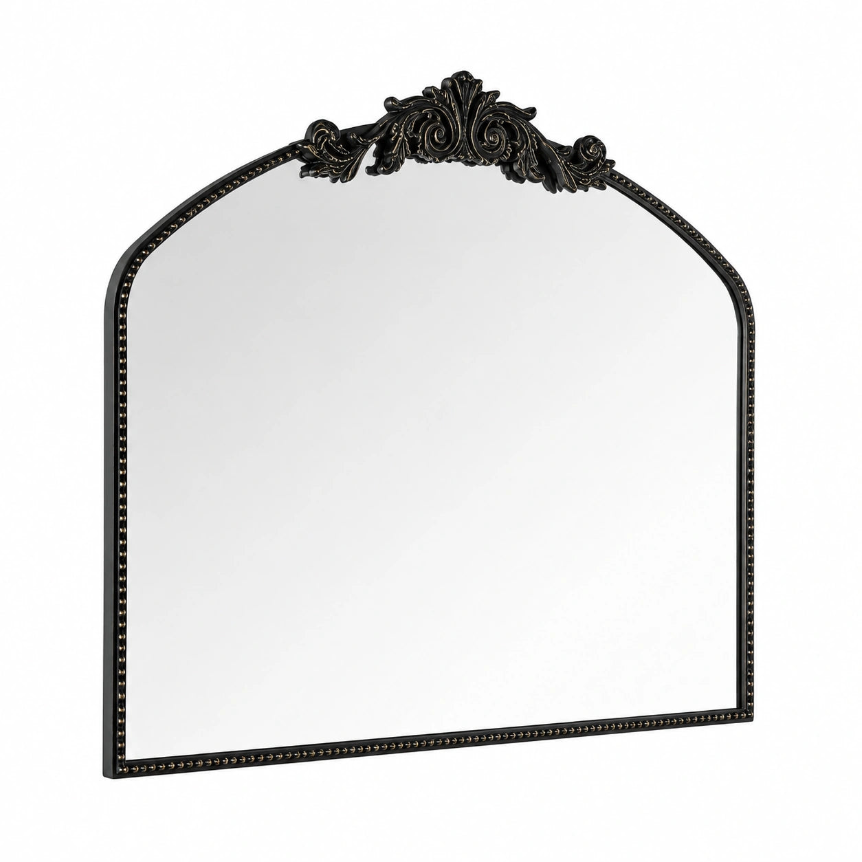 G-LEAF Antiker Barock-Wandspiegel in Schwarz - 101x76 cm, Mit Krone, Stabiler Metallrahmen, Dekoration für Schlafzimmer, Schminktisch & Flur
