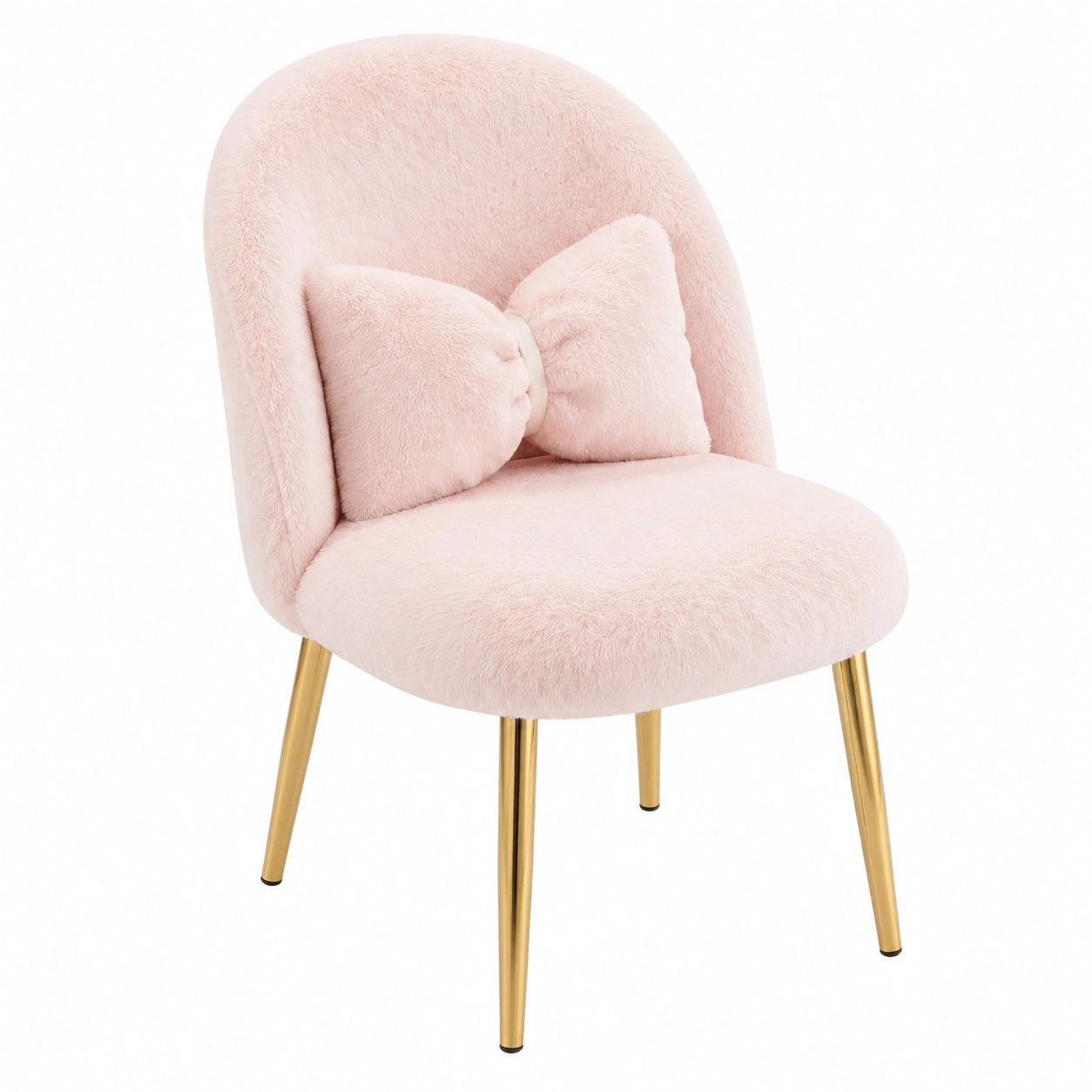 Bonnlo Samt Schminkstuhl mit Goldbeinen, Polstersessel für Schlafzimmer, Wohnzimmer und Büro, 48x55x78,5 cm, Rosa